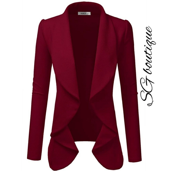 🆕⭐ Burgundy wine red waterfall blazer - Picture 1 of 6